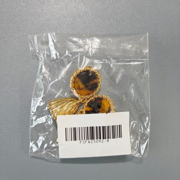 Anthropologie Frasier Sterling Belle Drop Tassel Earrings In Tortoise 14K Plated - Picture 5 of 5